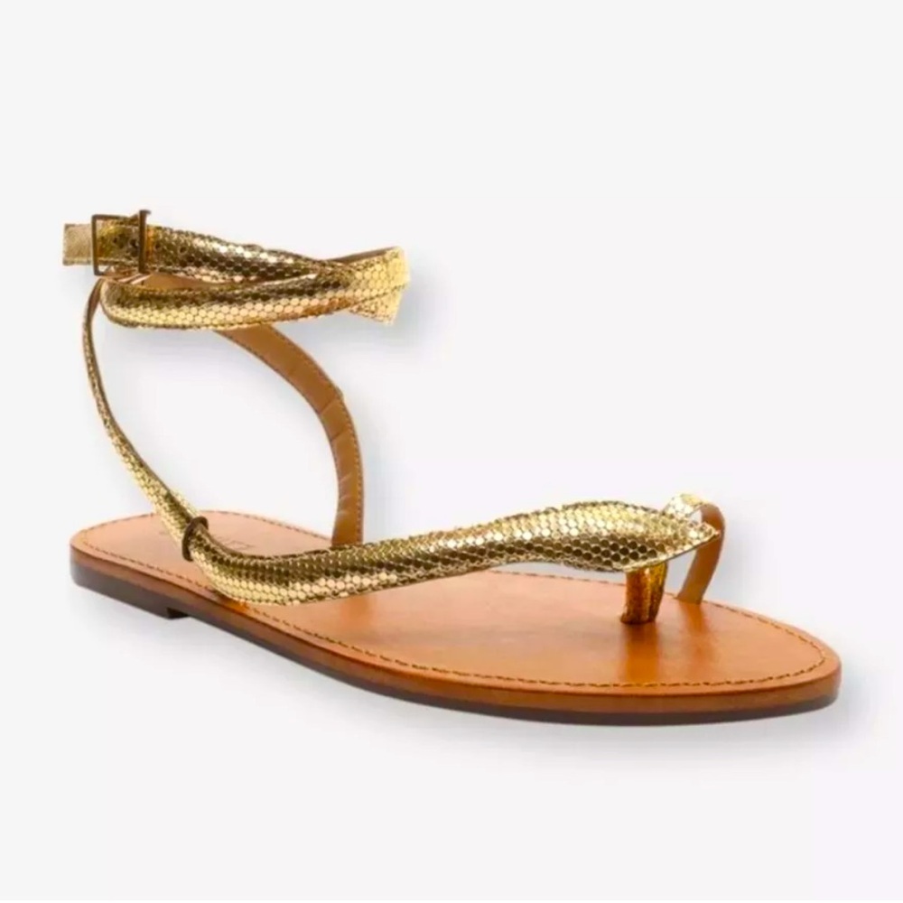 Schutz Gold Snake Embossed Courtney Thong Gladiator Sandals Size 7